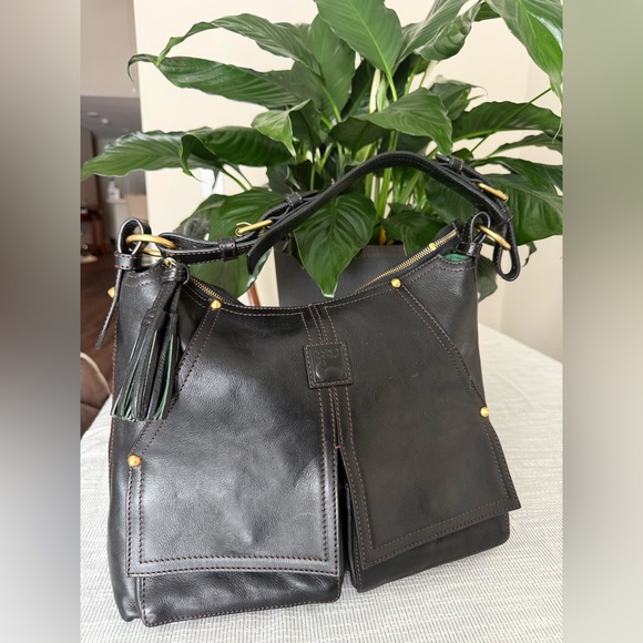 Dooney & Bourke Florentine leather Kingston Hobo in Black - Picture 2 of 16